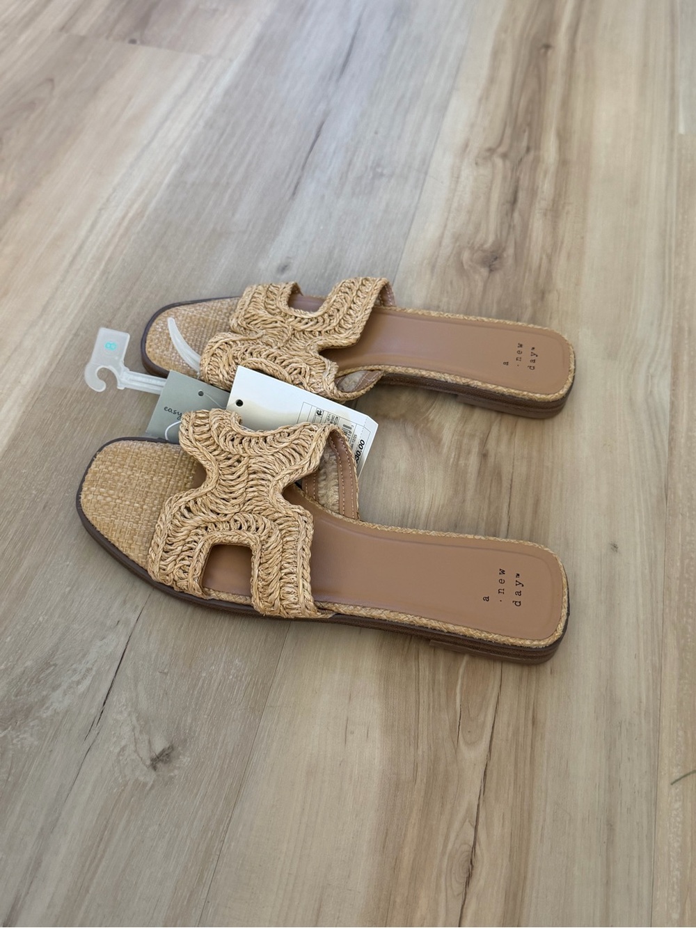Woven Slide Sandal in Natural -